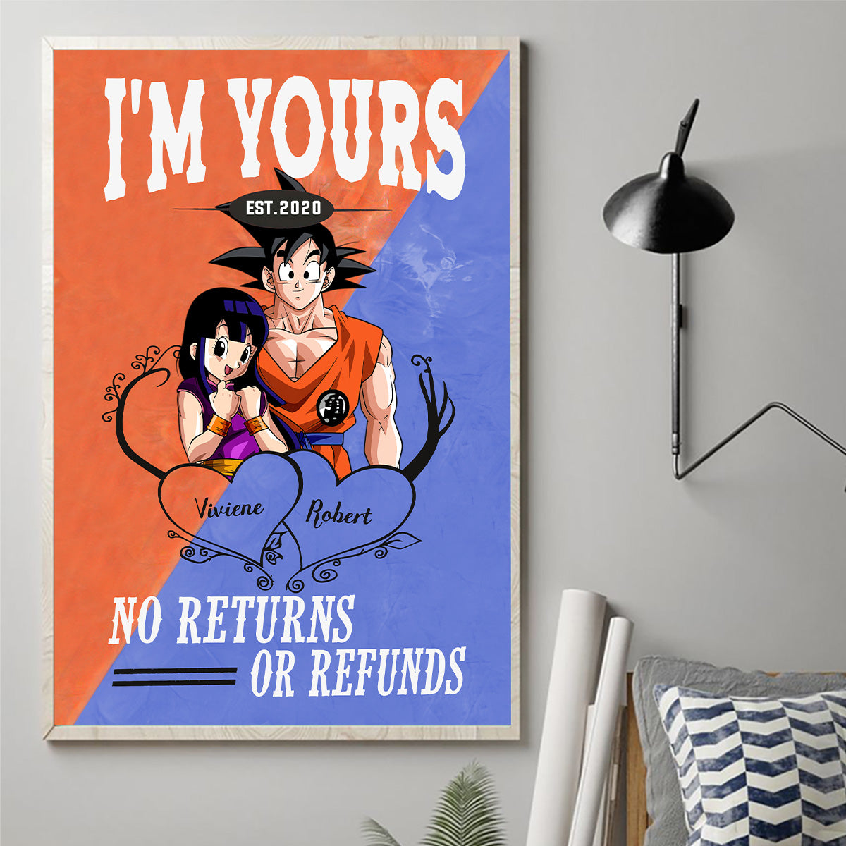 Personalized Canvas Poster with Custom Names Engagement Gift Canvas and Poster GradoCreations