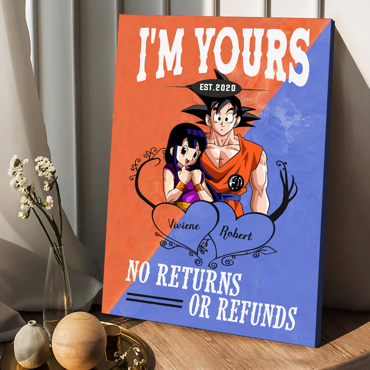 Personalized Canvas Poster with Custom Names Engagement Gift Canvas and Poster GradoCreations