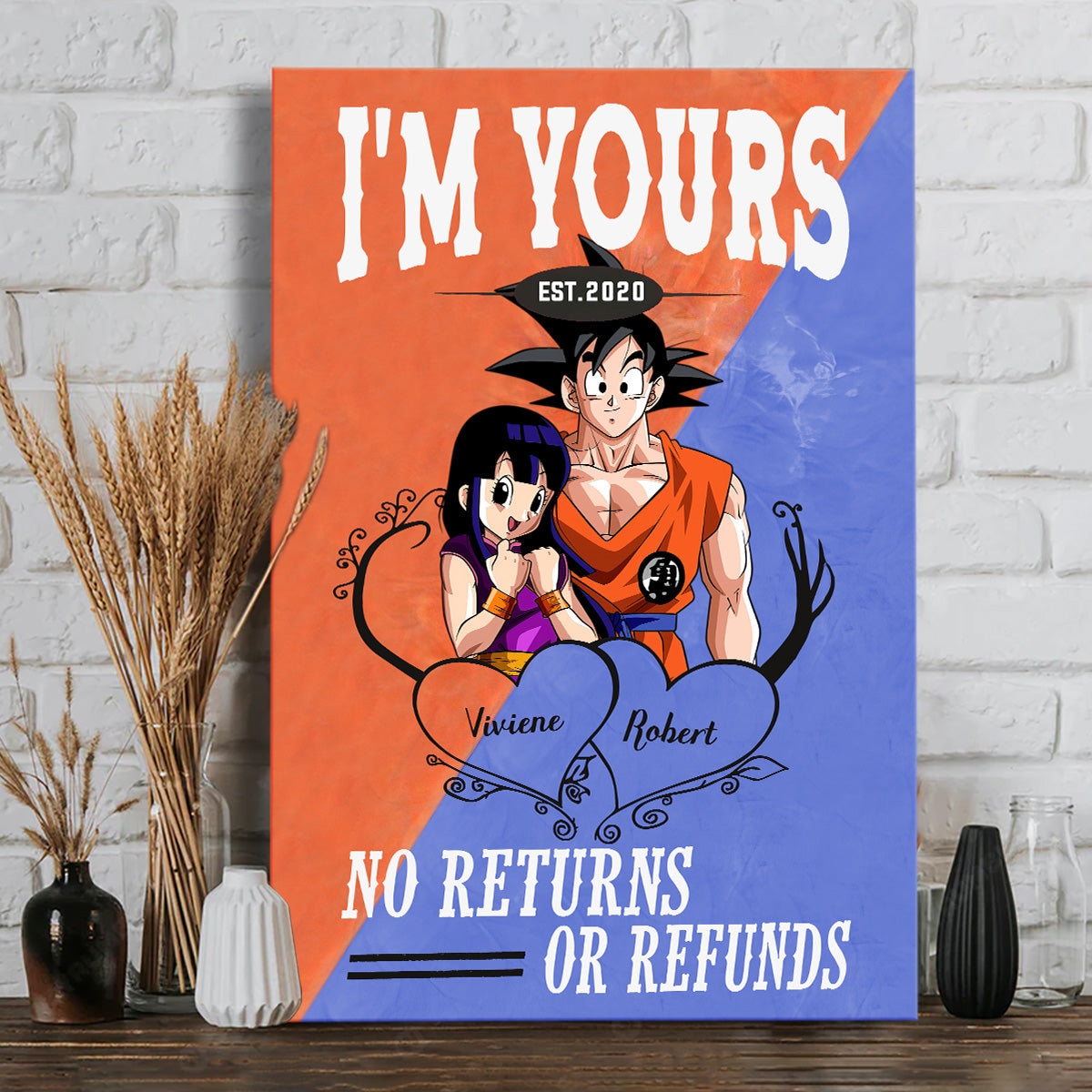 Personalized Canvas Poster with Custom Names Engagement Gift Canvas and Poster GradoCreations