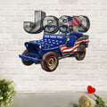 Personalized Independence Day Jeep Cut Metal Sign for Family Cut Metal Sign GradoCreations