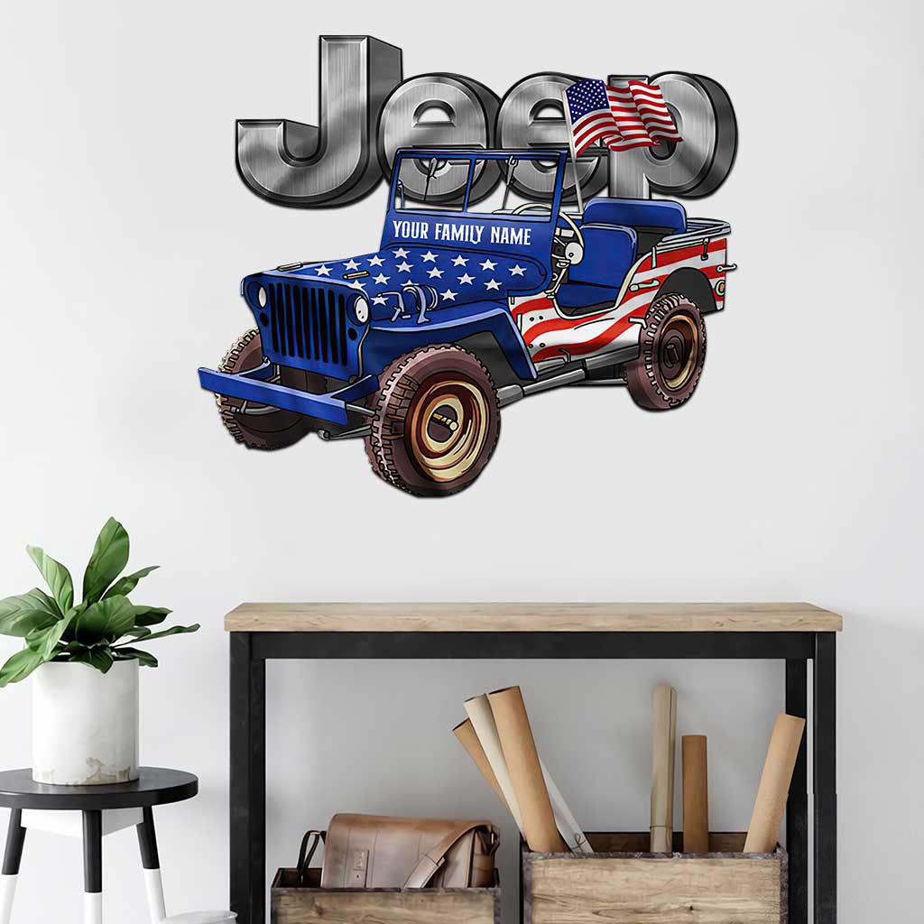 Personalized Independence Day Jeep Cut Metal Sign for Family Cut Metal Sign GradoCreations