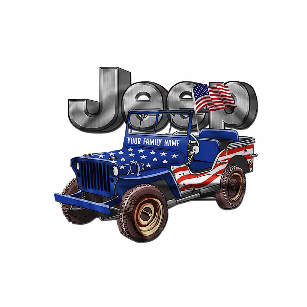 Personalized Independence Day Jeep Cut Metal Sign for Family Cut Metal Sign GradoCreations