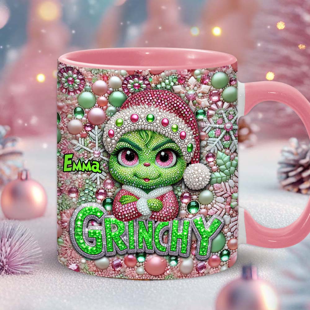 Personalized Merry Grinchmas Accent Mug Custom Name for Christmas Accent Mug GradoCreations