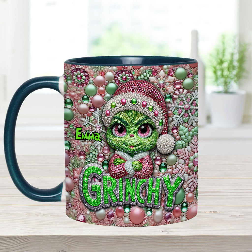 Personalized Merry Grinchmas Accent Mug Custom Name for Christmas Accent Mug GradoCreations