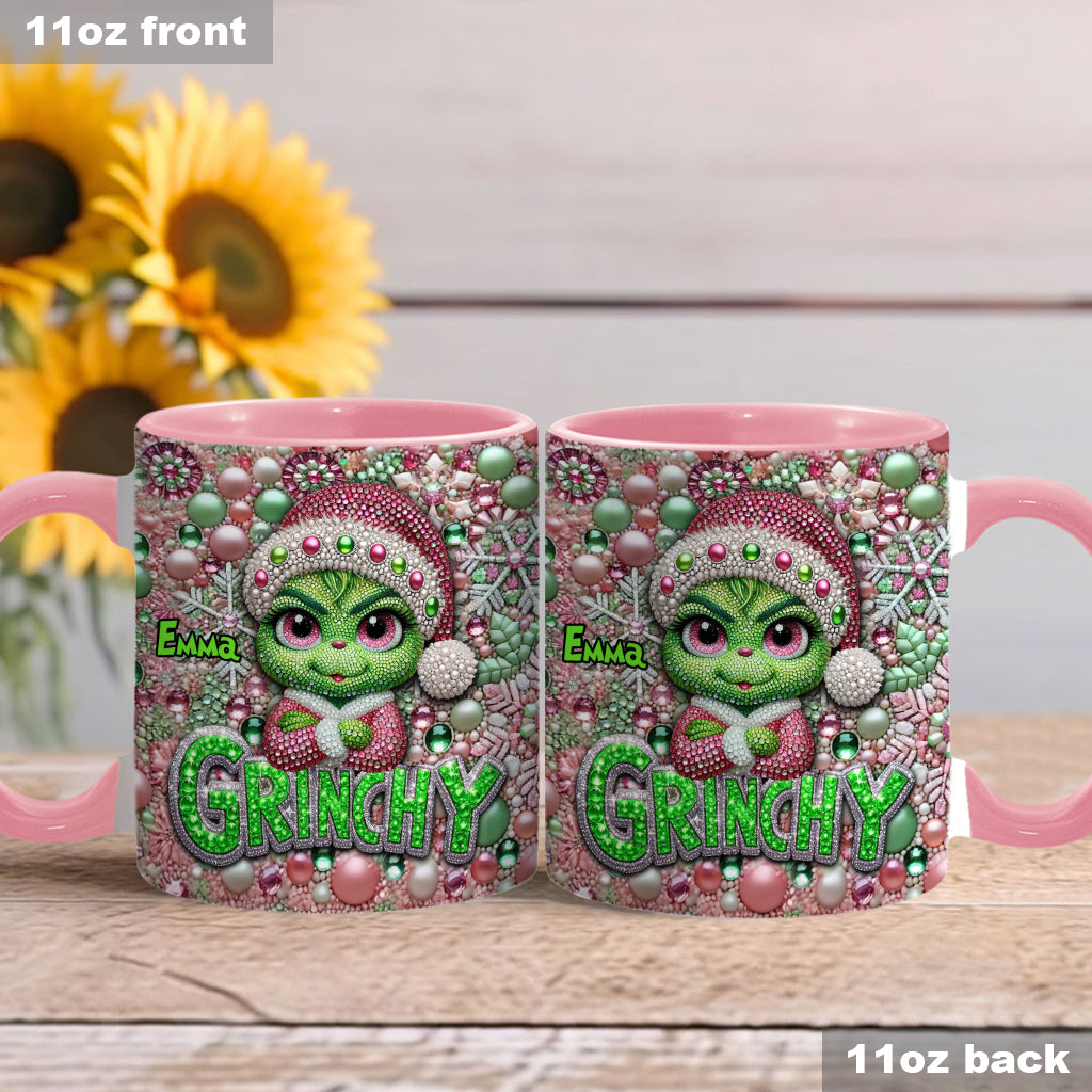 Personalized Merry Grinchmas Accent Mug Custom Name for Christmas Accent Mug GradoCreations