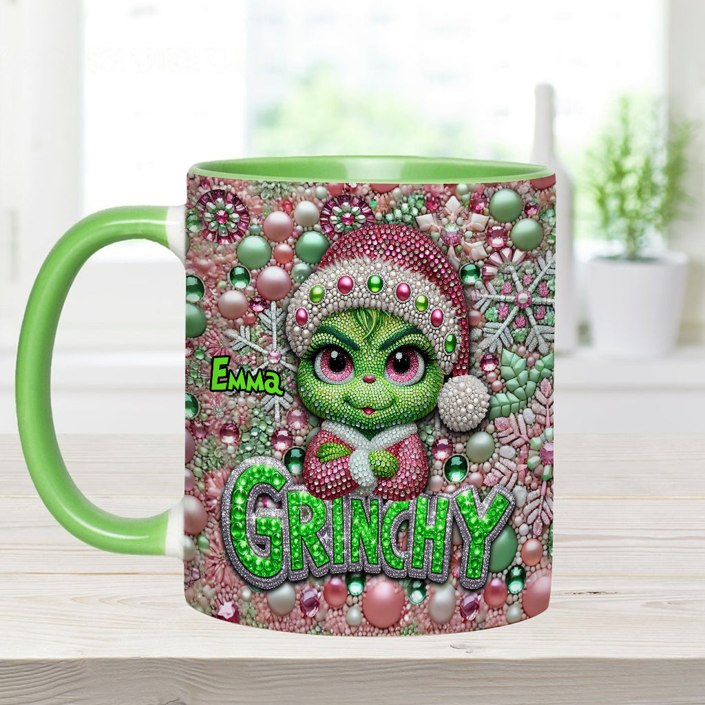 Personalized Merry Grinchmas Accent Mug Custom Name for Christmas Accent Mug GradoCreations