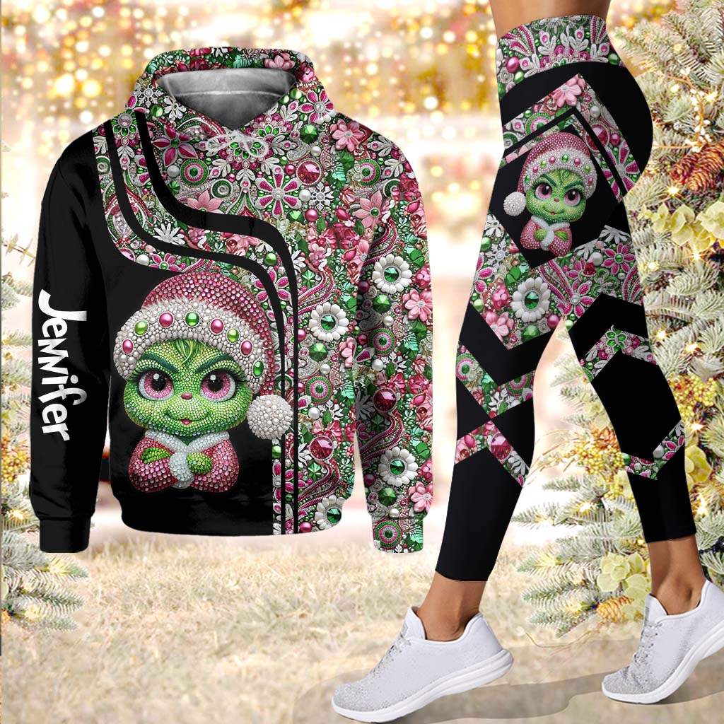 Merry Grinchmas Personalized Hoodie and Leggings Set for Christmas Hoodie & Leggings GradoCreations