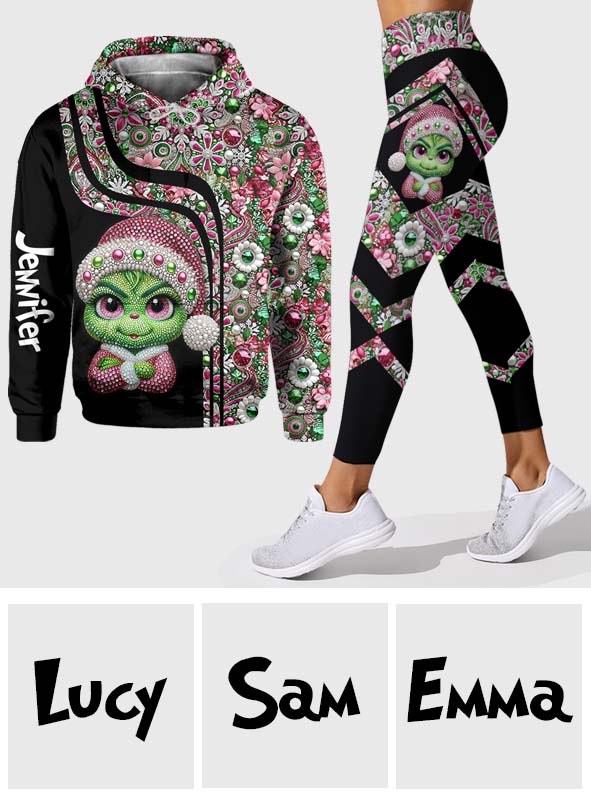 Merry Grinchmas Personalized Hoodie and Leggings Set for Christmas Hoodie & Leggings GradoCreations