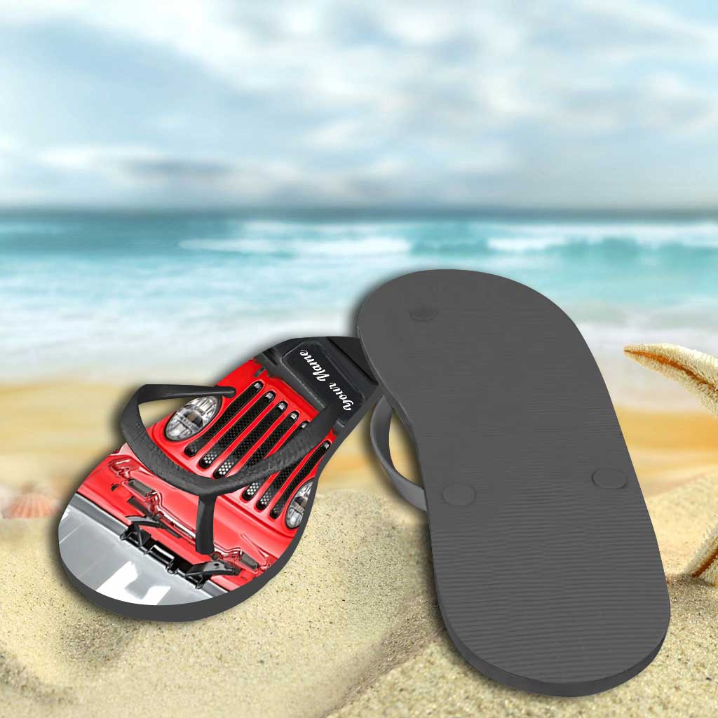 Personalized Jeep Flip Flops Custom Name for Beach Lovers Flip Flops GradoCreations