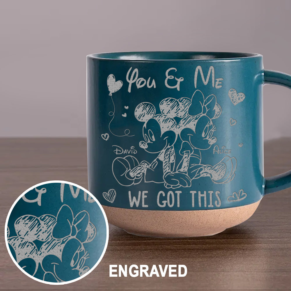 Personalized Engraved Pottery Mug Custom Name Gift for Couples Engraved Pottery Mug GradoCreations