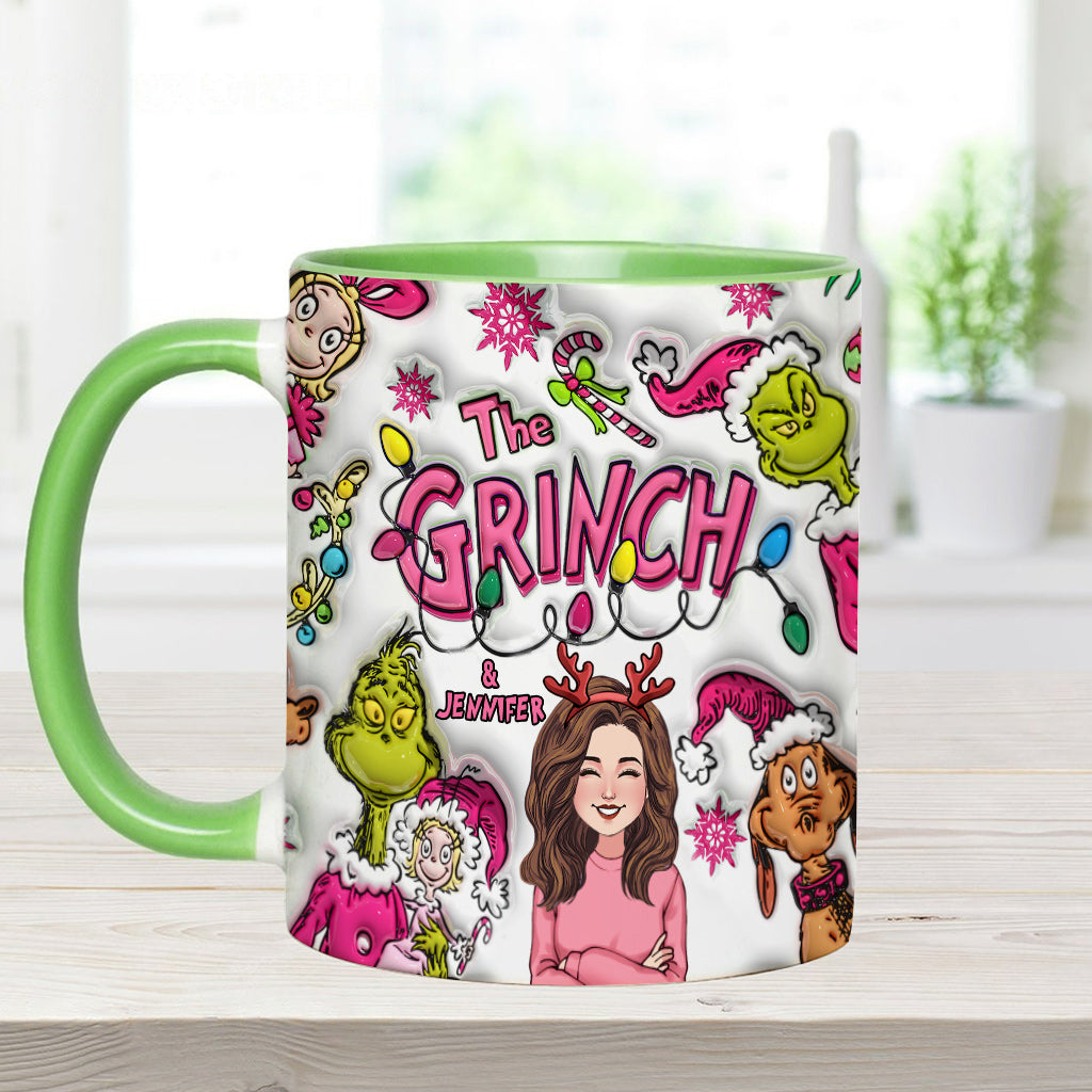 Personalized Grinch Accent Mug Custom Name Christmas Gift Accent Mug GradoCreations