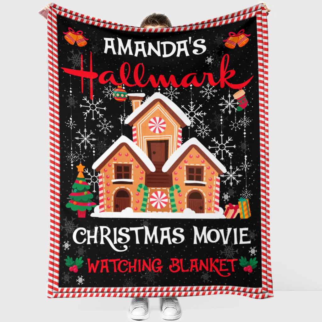 Personalized Christmas Movie Watching Blanket with Name Custom Festive Gift Blanket GradoCreations