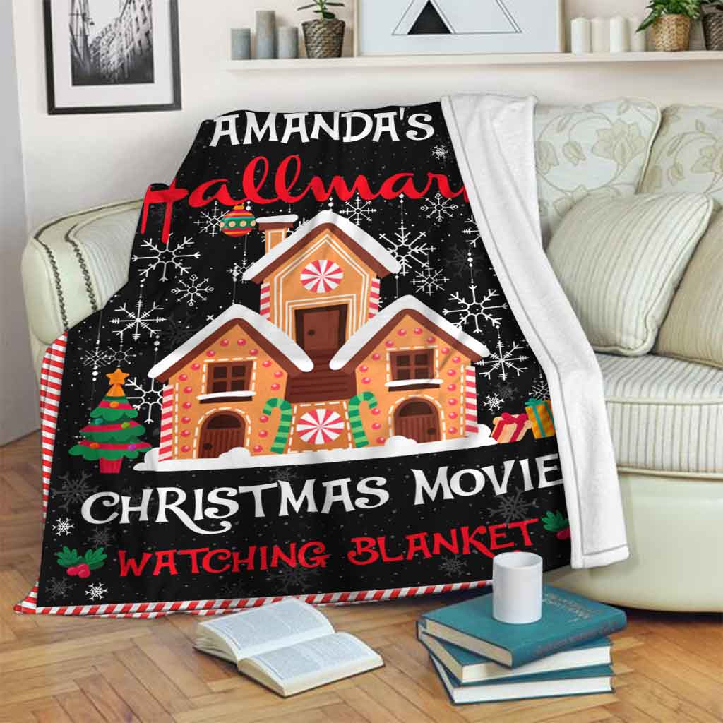 Personalized Christmas Movie Watching Blanket with Name Custom Festive Gift Blanket GradoCreations