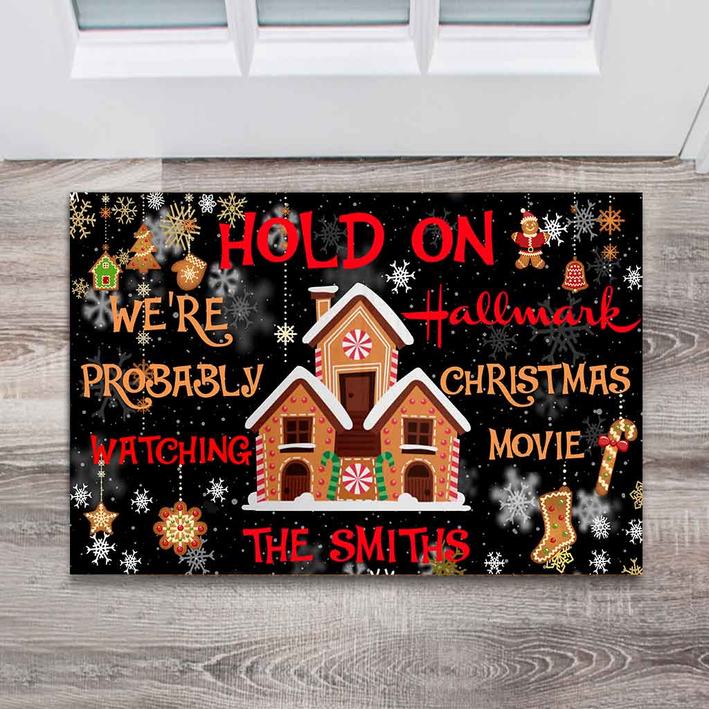 Personalized Christmas Doormat with Family Name - Holiday Decor Doormat GradoCreations