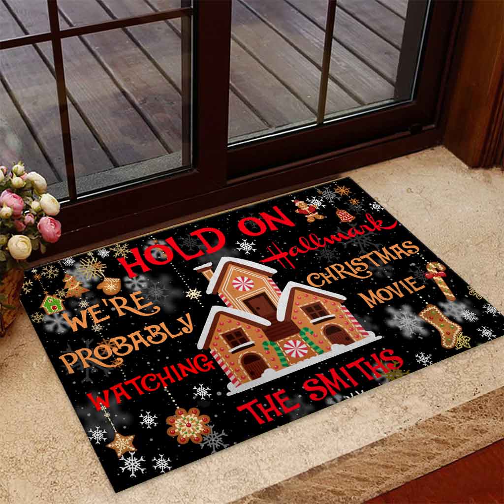 Personalized Christmas Doormat with Family Name - Holiday Decor Doormat GradoCreations