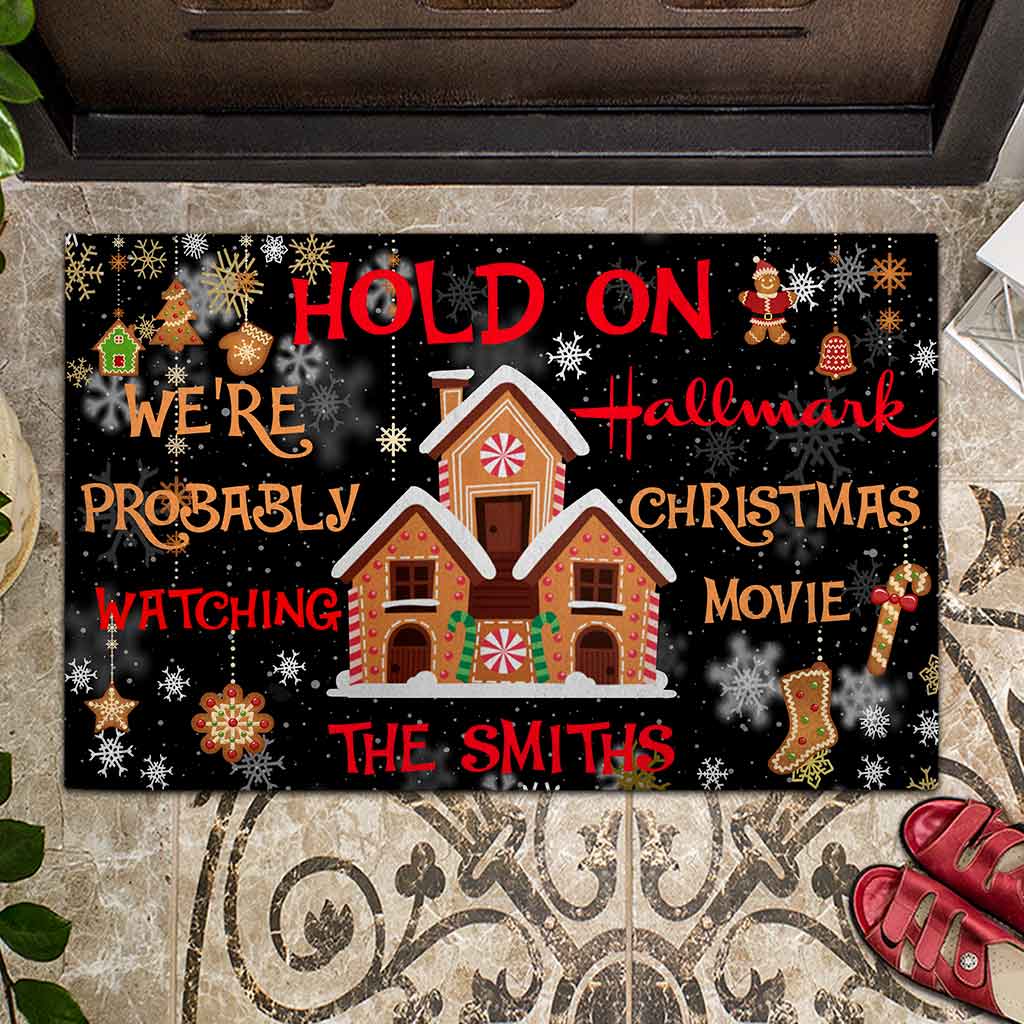 Personalized Christmas Doormat with Family Name - Holiday Decor Doormat GradoCreations