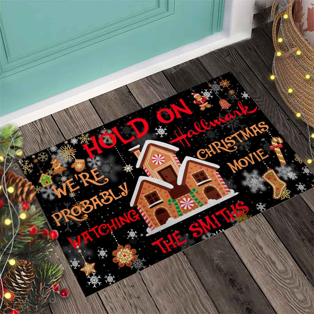 Personalized Christmas Doormat with Family Name - Holiday Decor Doormat GradoCreations