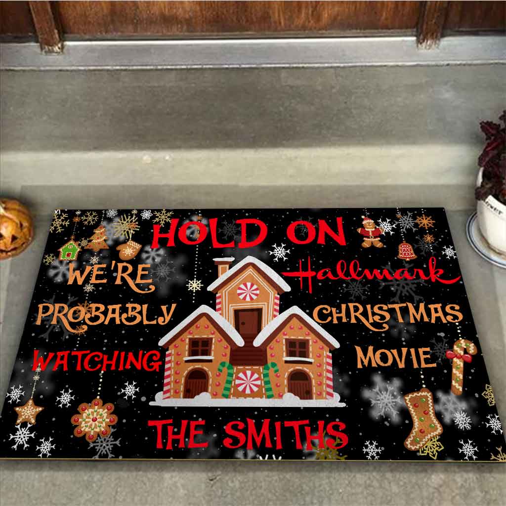 Personalized Christmas Doormat with Family Name - Holiday Decor Doormat GradoCreations