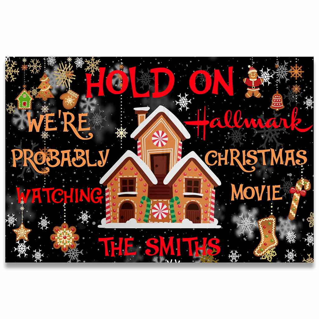 Personalized Christmas Doormat with Family Name - Holiday Decor Doormat GradoCreations