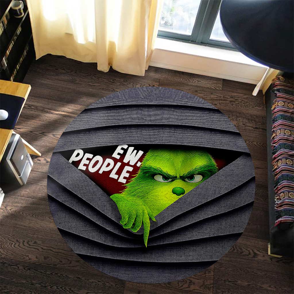 Personalized Christmas Round Rug with Grinch Design for Holiday Decor Round Rug GradoCreations