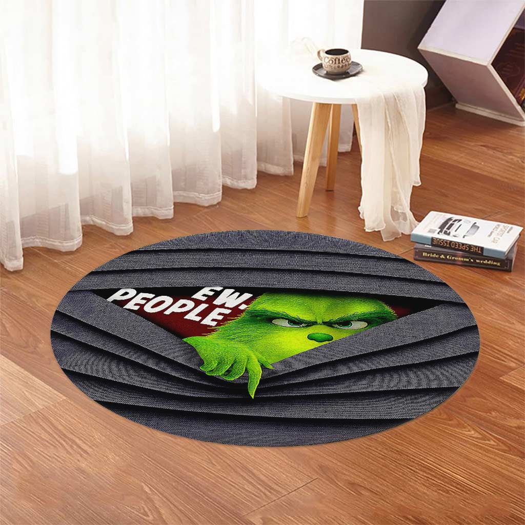 Personalized Christmas Round Rug with Grinch Design for Holiday Decor Round Rug GradoCreations