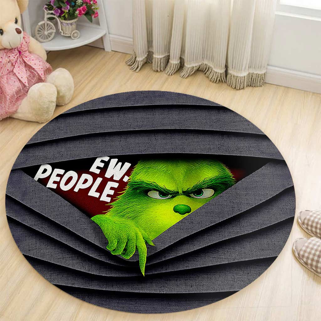 Personalized Christmas Round Rug with Grinch Design for Holiday Decor Round Rug GradoCreations