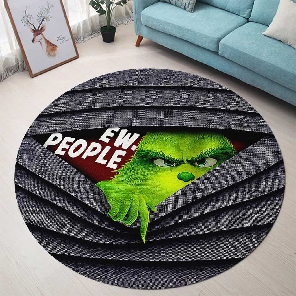 Personalized Christmas Round Rug with Grinch Design for Holiday Decor Round Rug GradoCreations