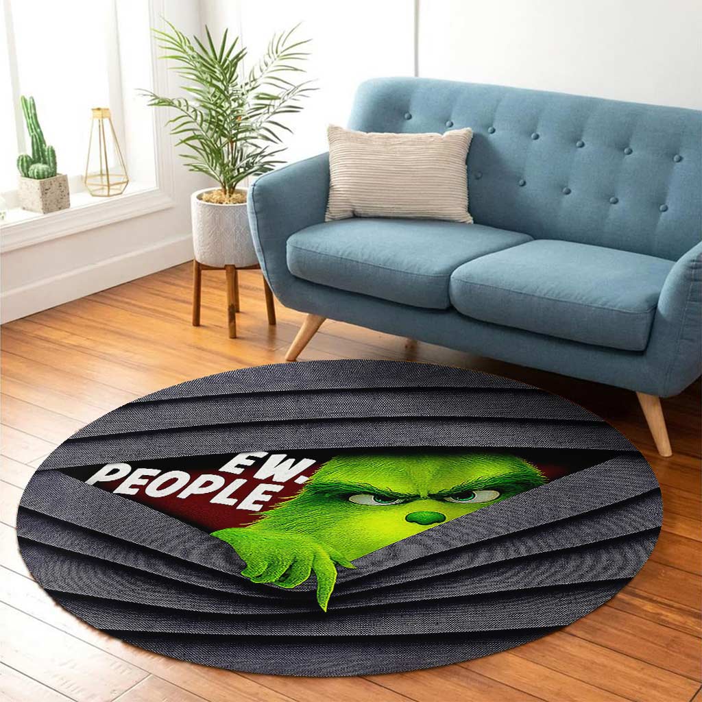 Personalized Christmas Round Rug with Grinch Design for Holiday Decor Round Rug GradoCreations