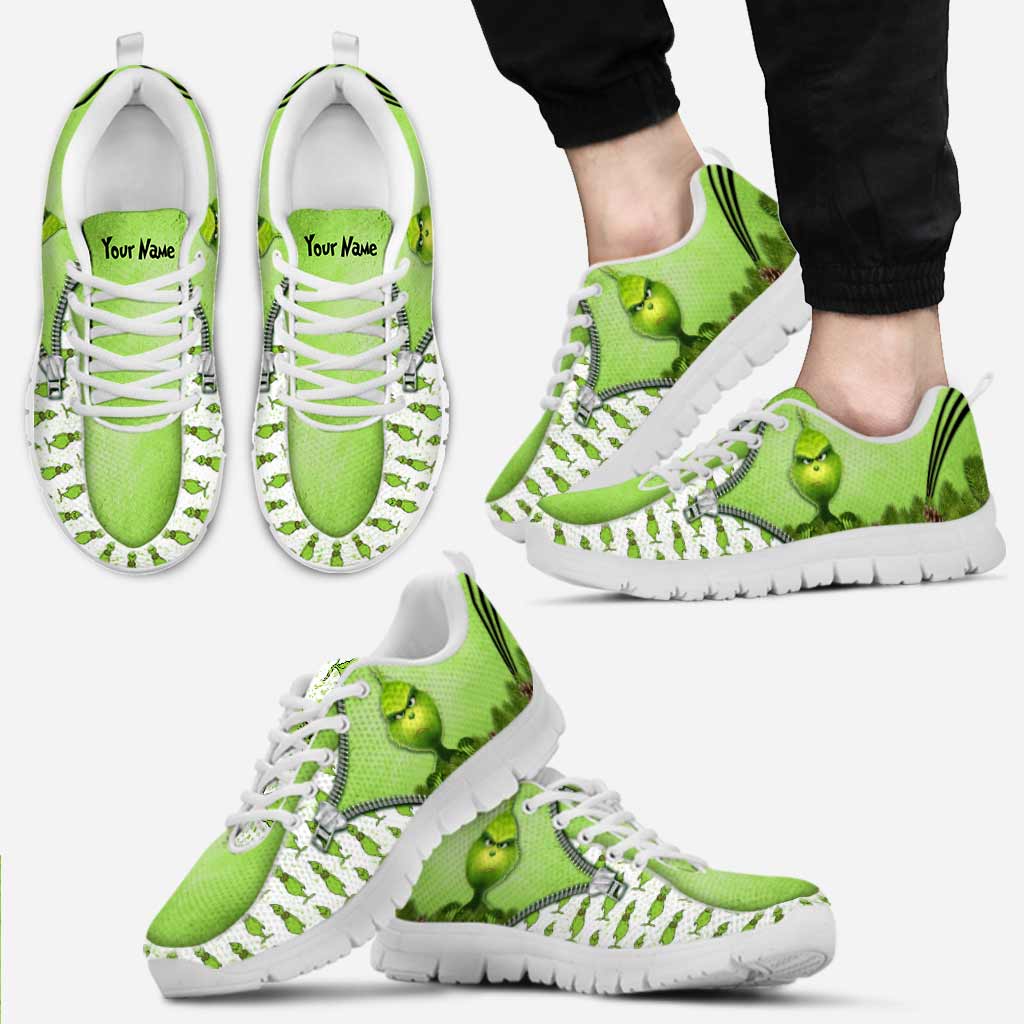 Personalized Grinch Christmas Sneakers Custom Name Gift Sneakers GradoCreations