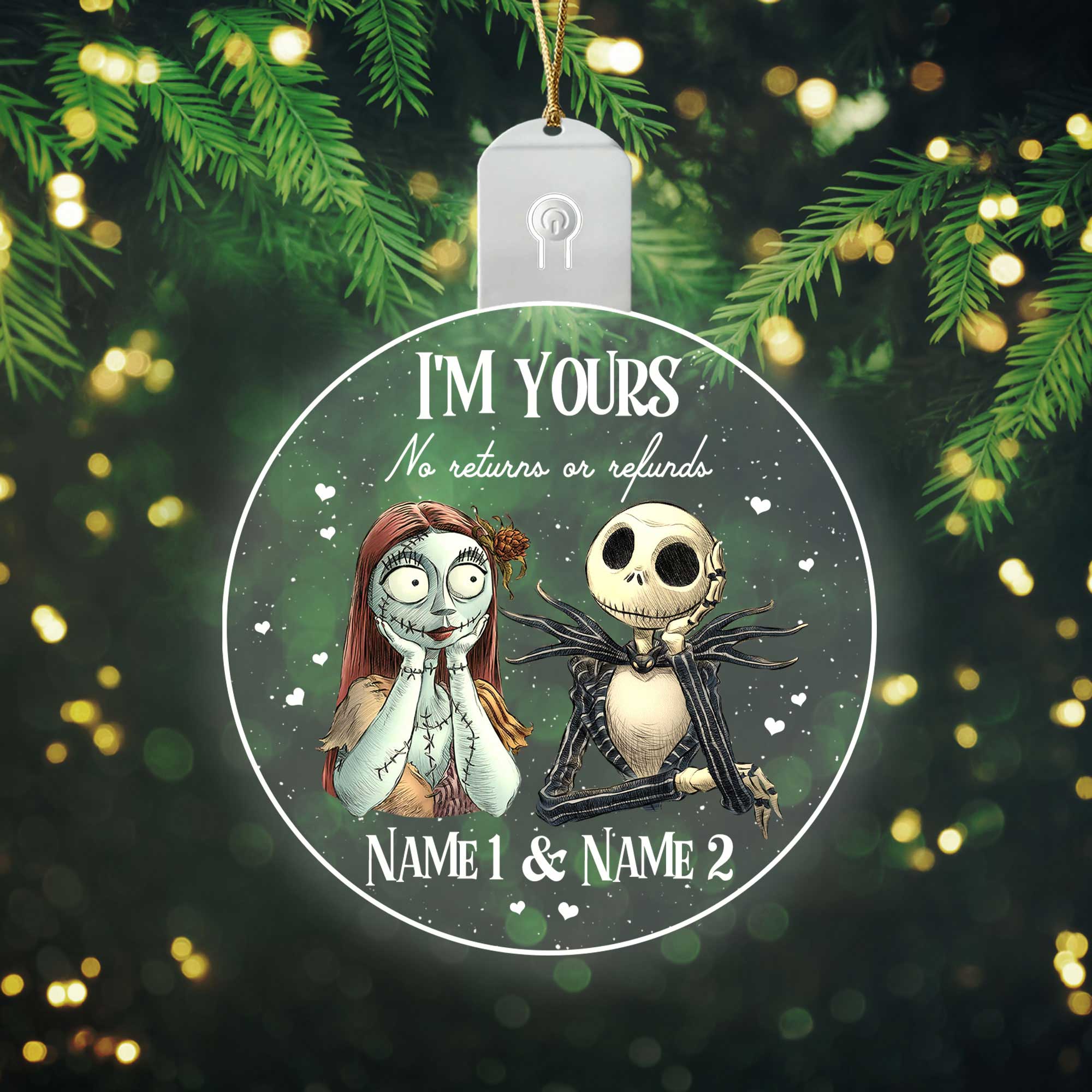 Personalized LED Acrylic Ornament Christmas Gift for Couples Led Acrylic Ornament GradoCreations