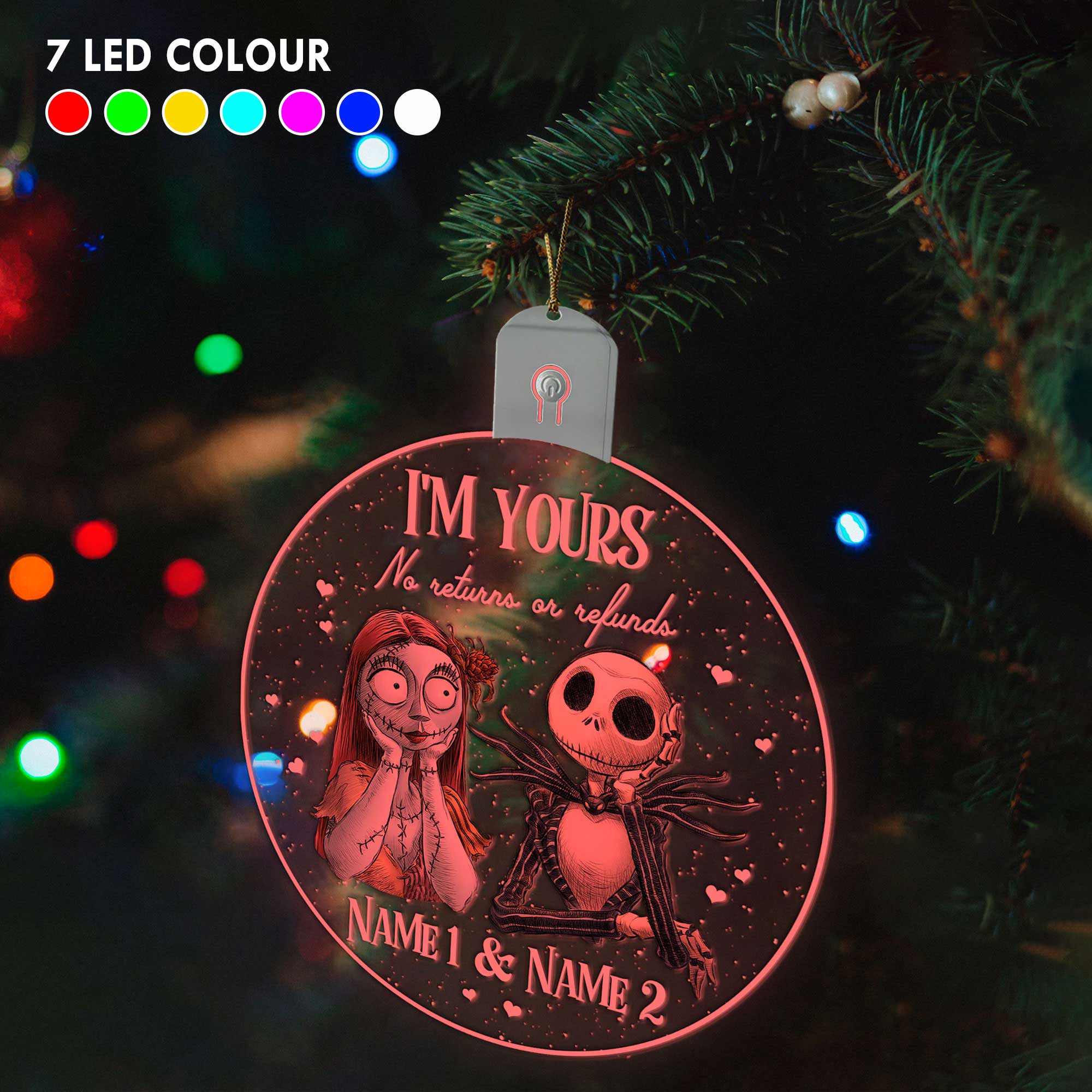 Personalized LED Acrylic Ornament Christmas Gift for Couples Led Acrylic Ornament GradoCreations