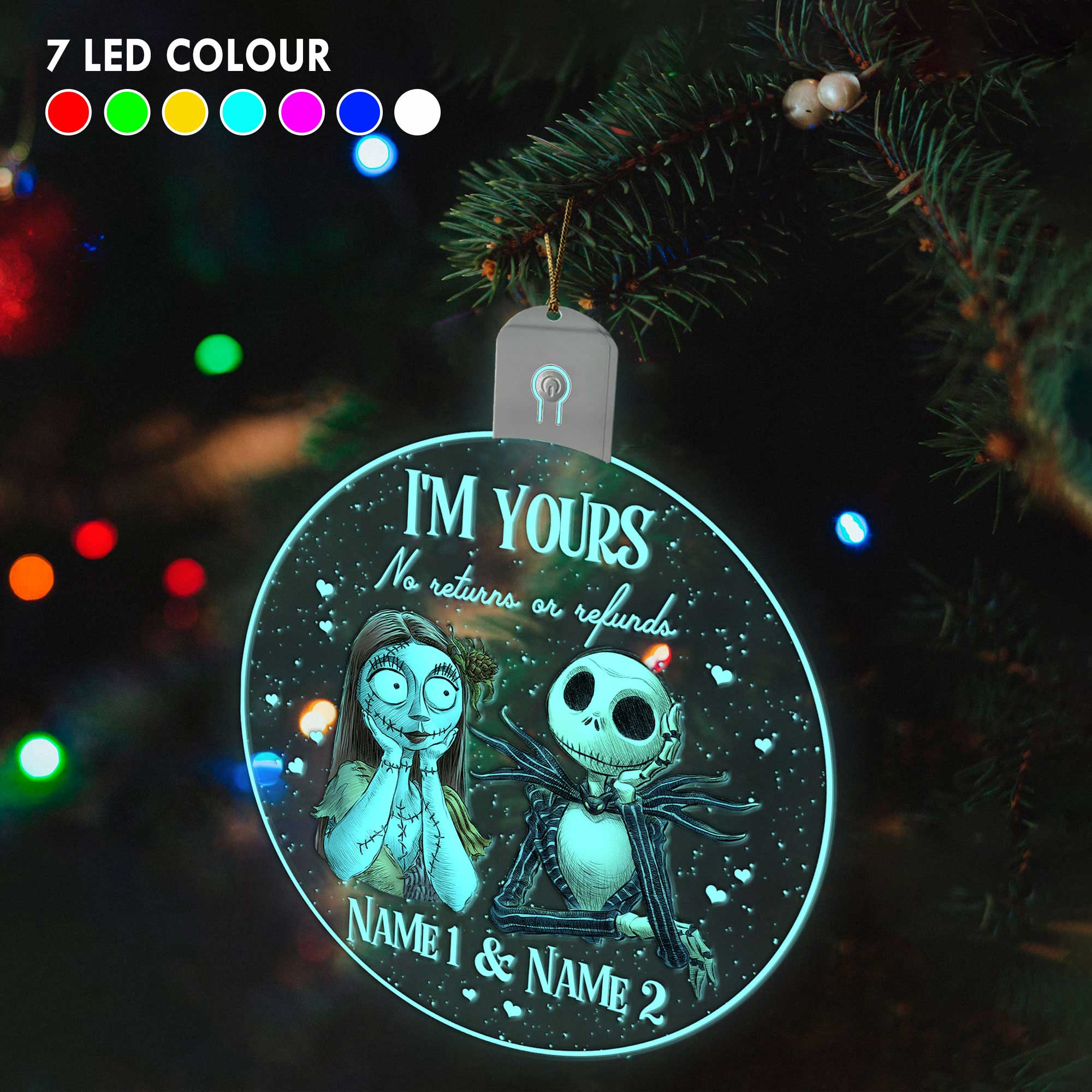 Personalized LED Acrylic Ornament Christmas Gift for Couples Led Acrylic Ornament GradoCreations