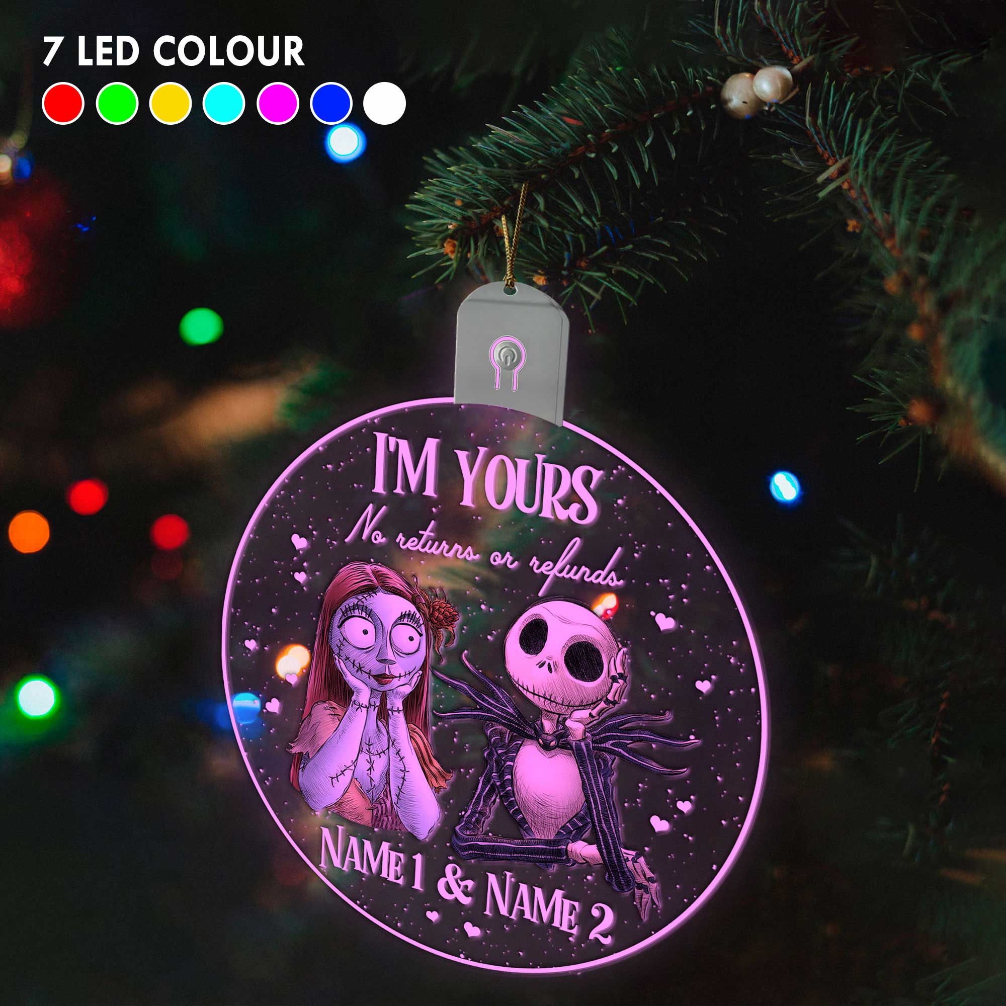 Personalized LED Acrylic Ornament Christmas Gift for Couples Led Acrylic Ornament GradoCreations