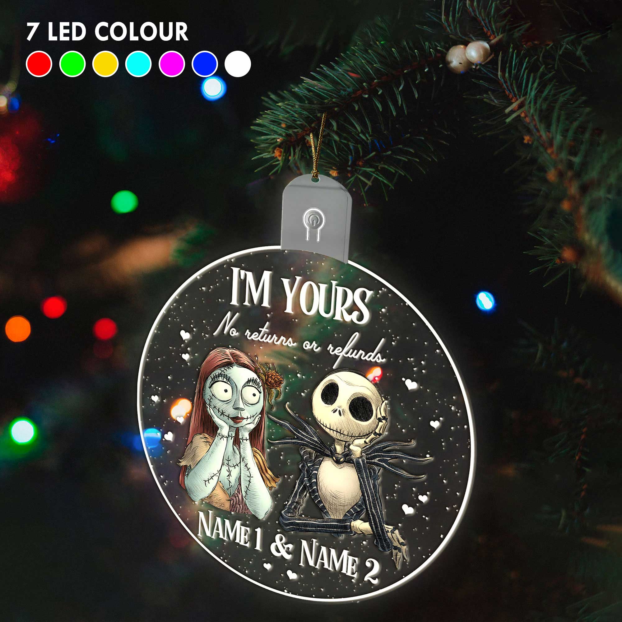 Personalized LED Acrylic Ornament Christmas Gift for Couples Led Acrylic Ornament GradoCreations