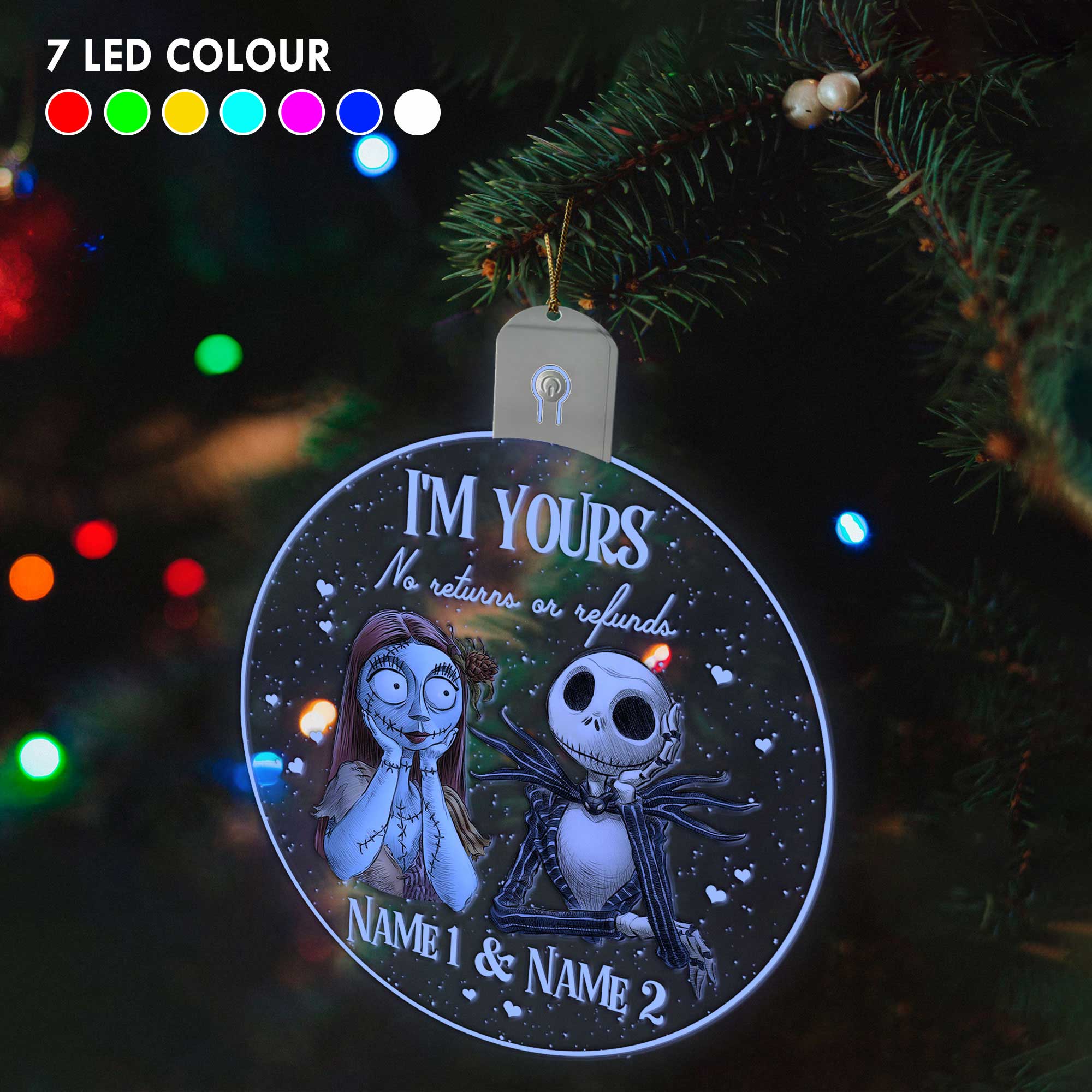 Personalized LED Acrylic Ornament Christmas Gift for Couples Led Acrylic Ornament GradoCreations