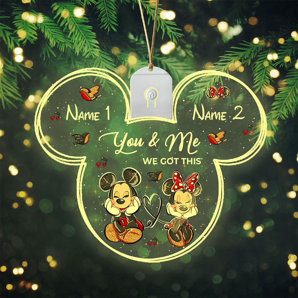 Personalized Christmas LED Acrylic Mouse Ornament for Couples Led Acrylic Ornament GradoCreations