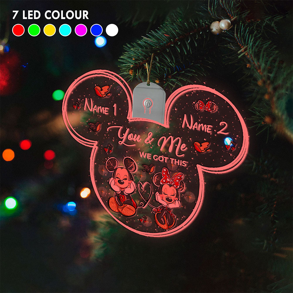 Personalized Christmas LED Acrylic Mouse Ornament for Couples Led Acrylic Ornament GradoCreations