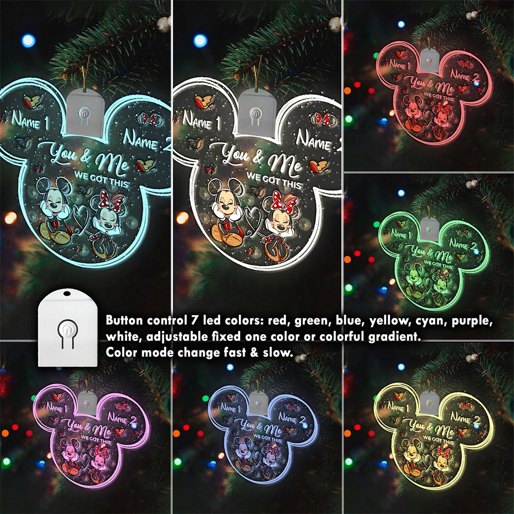 Personalized Christmas LED Acrylic Mouse Ornament for Couples Led Acrylic Ornament GradoCreations