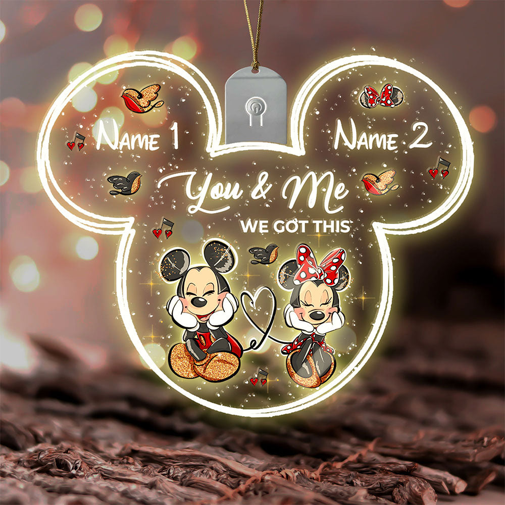 Personalized Christmas LED Acrylic Mouse Ornament for Couples Led Acrylic Ornament GradoCreations