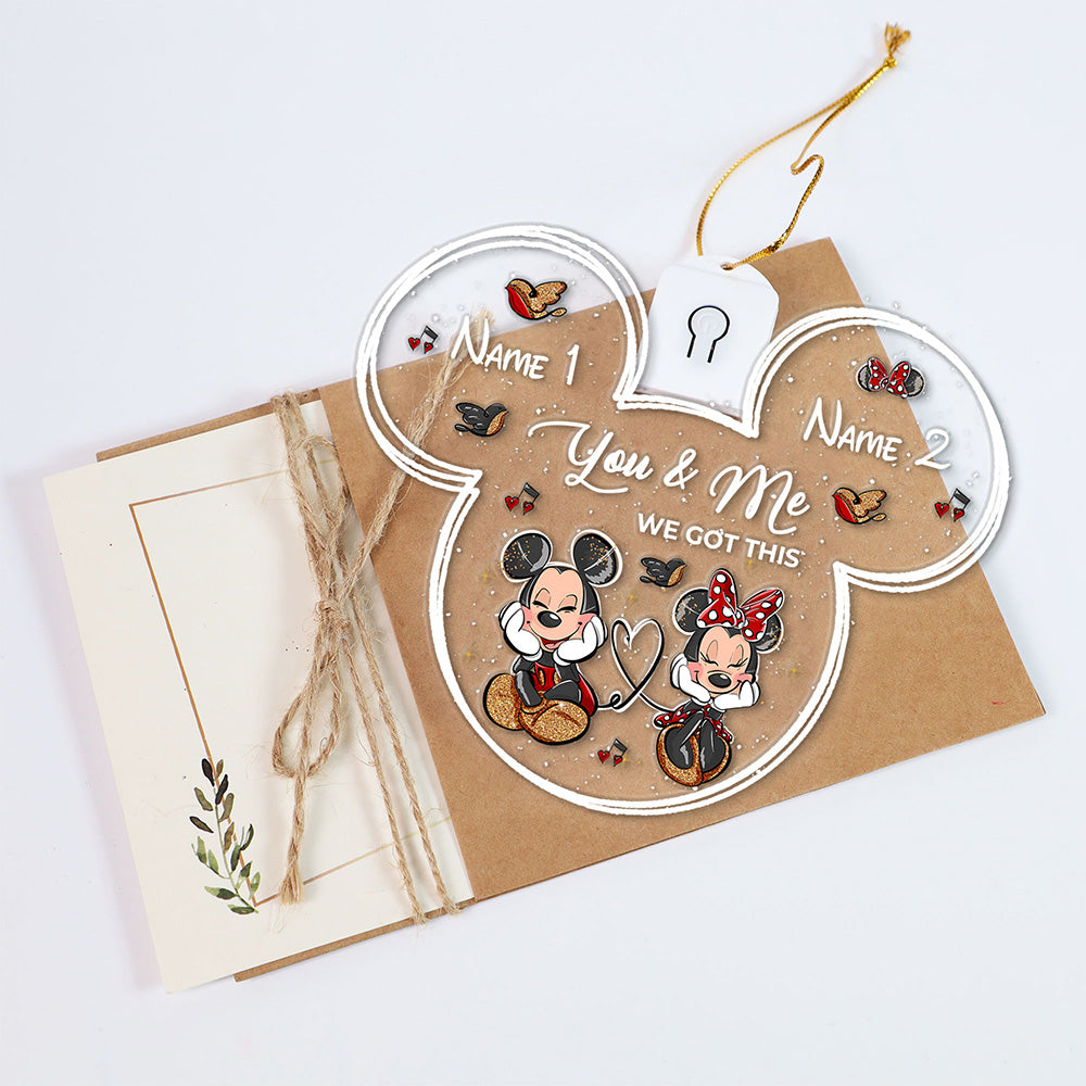 Personalized Christmas LED Acrylic Mouse Ornament for Couples Led Acrylic Ornament GradoCreations