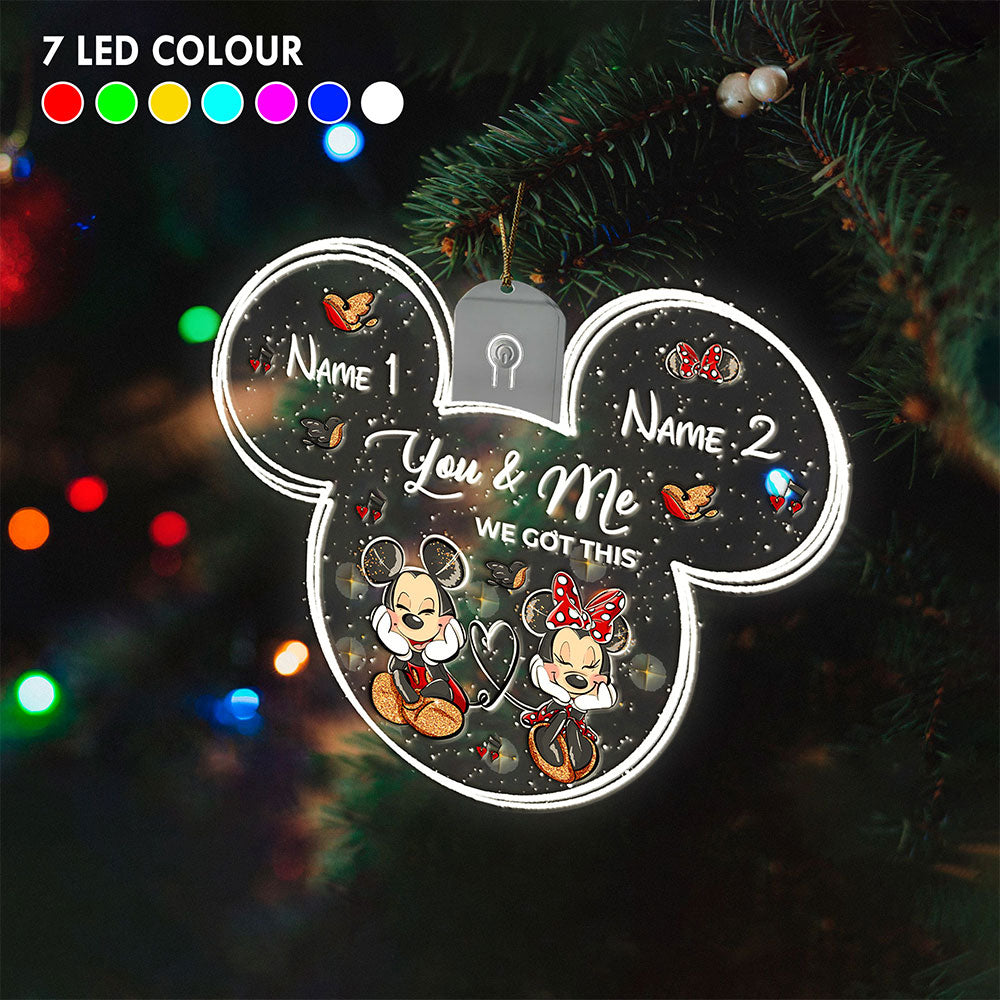 Personalized Christmas LED Acrylic Mouse Ornament for Couples Led Acrylic Ornament GradoCreations