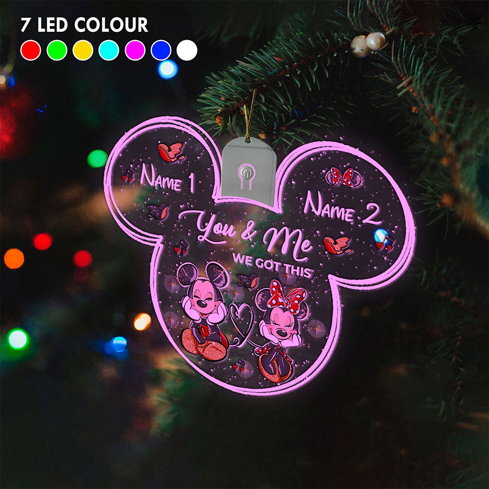 Personalized Christmas LED Acrylic Mouse Ornament for Couples Led Acrylic Ornament GradoCreations