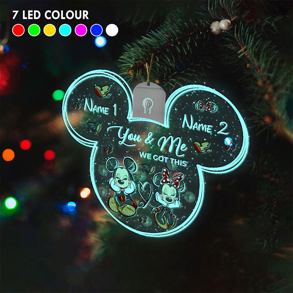 Personalized Christmas LED Acrylic Mouse Ornament for Couples Led Acrylic Ornament GradoCreations