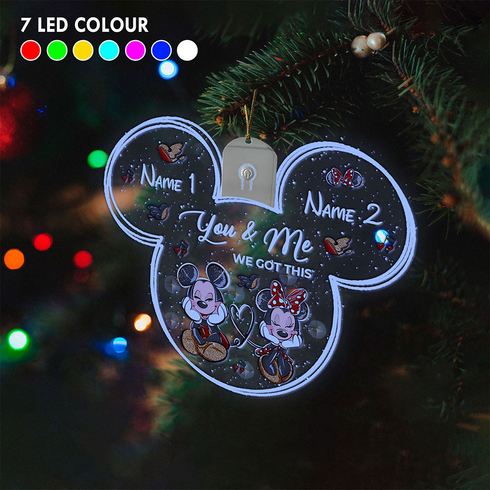Personalized Christmas LED Acrylic Mouse Ornament for Couples Led Acrylic Ornament GradoCreations