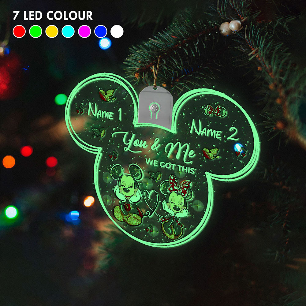 Personalized Christmas LED Acrylic Mouse Ornament for Couples Led Acrylic Ornament GradoCreations