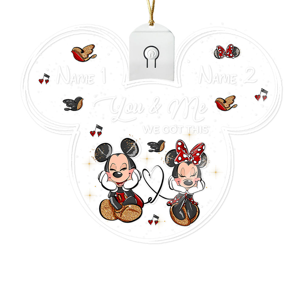 Personalized Christmas LED Acrylic Mouse Ornament for Couples Led Acrylic Ornament GradoCreations