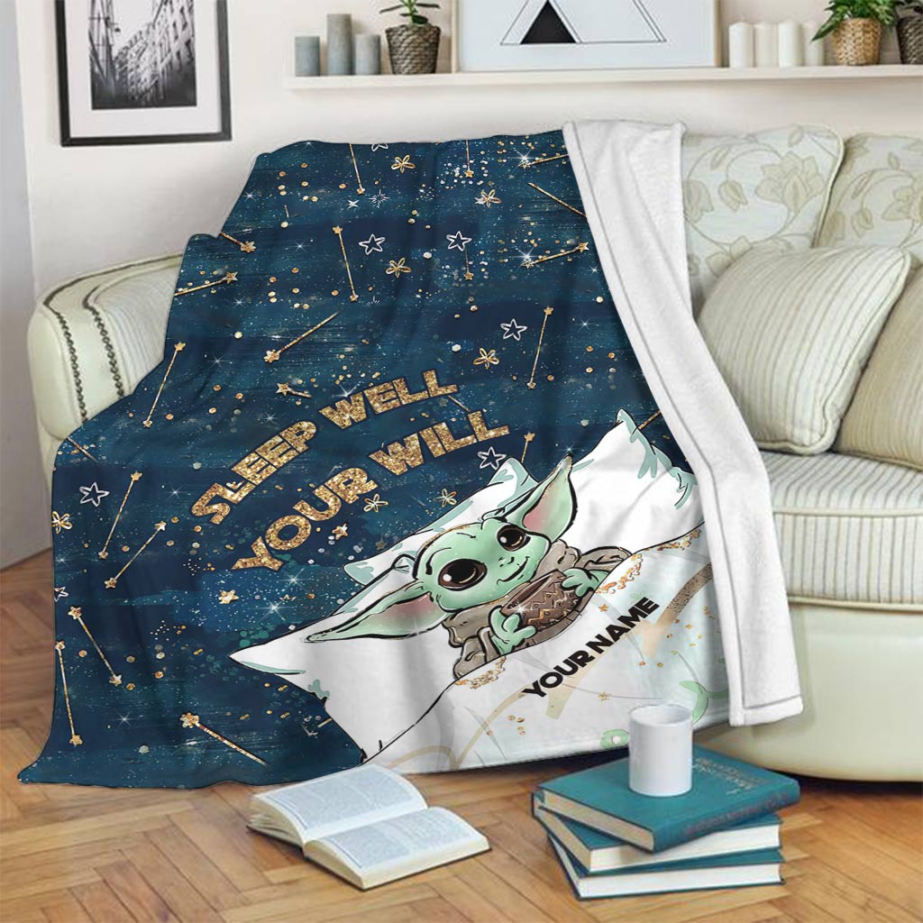 Personalized Baby Yoda Blanket Custom Name Gift for Kids Blanket GradoCreations