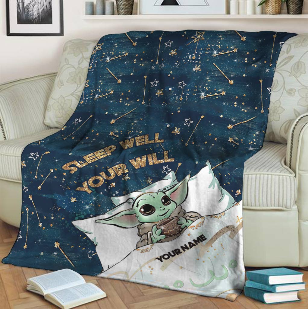 Personalized Baby Yoda Blanket Custom Name Gift for Kids Blanket GradoCreations