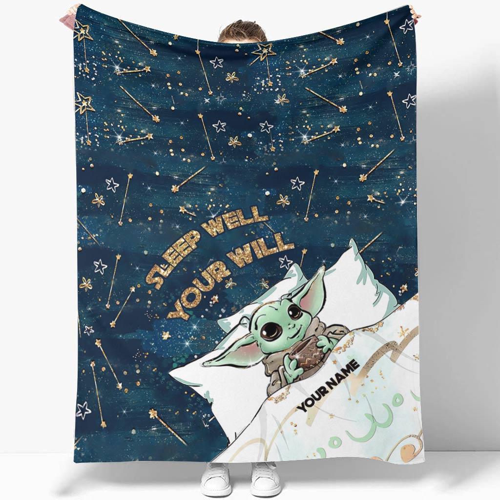 Personalized Baby Yoda Blanket Custom Name Gift for Kids Blanket GradoCreations