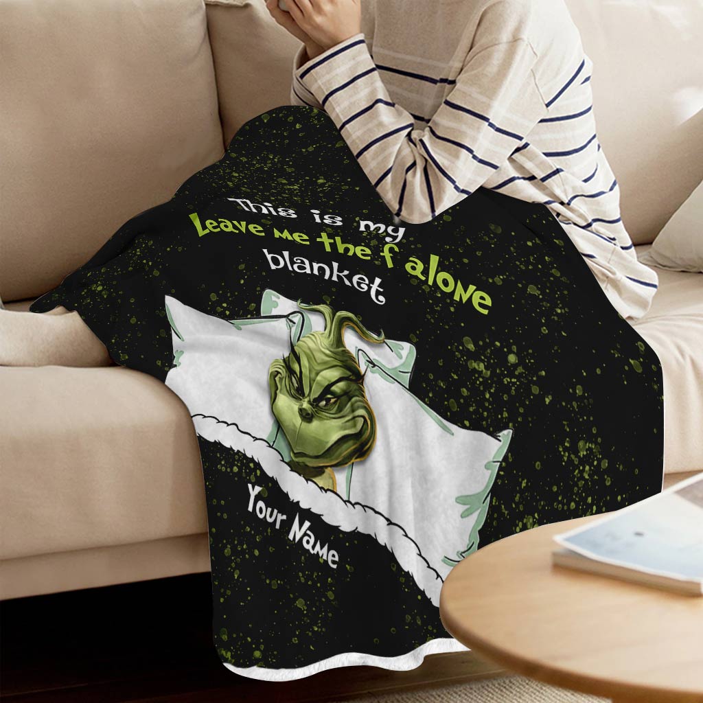 Personalized Grinch Leave Me Alone Blanket Custom Gift for Christmas Blanket GradoCreations
